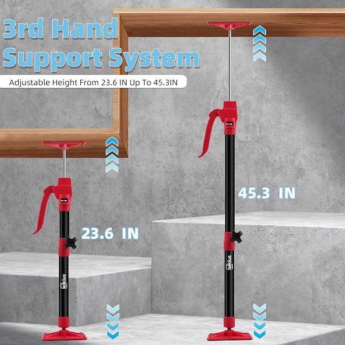 2PK Steel Cabinet Jacks for Installing Cabinets, 21.3-45.6" Adjustable 3rd Hand - Image 3