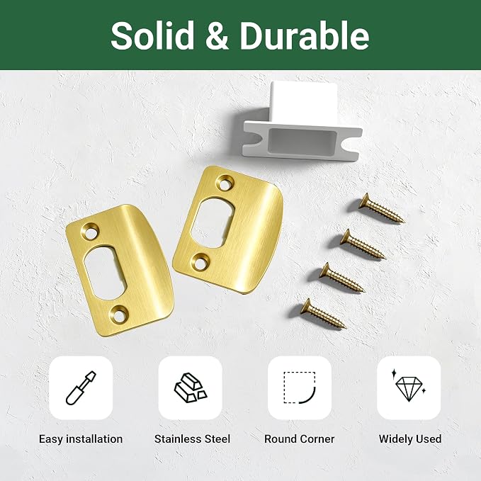 Door Strike Plate 2-1/4"x1-3/4", Universal Door Latch Plates Round Corner | - Image 5