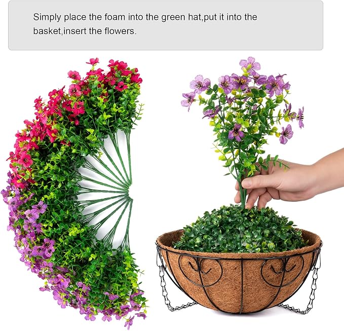 Artificial Faux Hanging Plants Flowers Basket - Image 7