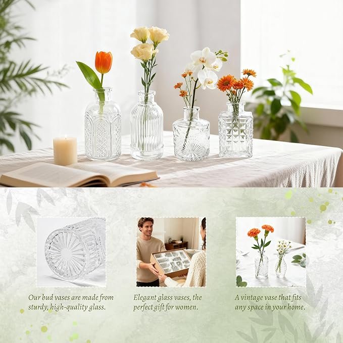 Der Rose 30pcs Glass Bud Vases in Bulk, elegant transparent look, thick sturdy - Image 5