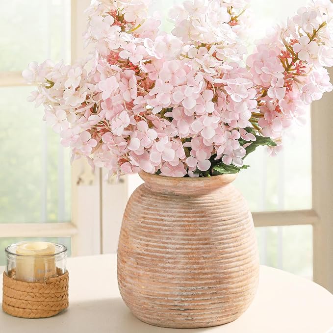 Ceramic Flowers Rustic Vase, Neutral Pottery Farmhouse Vases Home Decor - Image 3