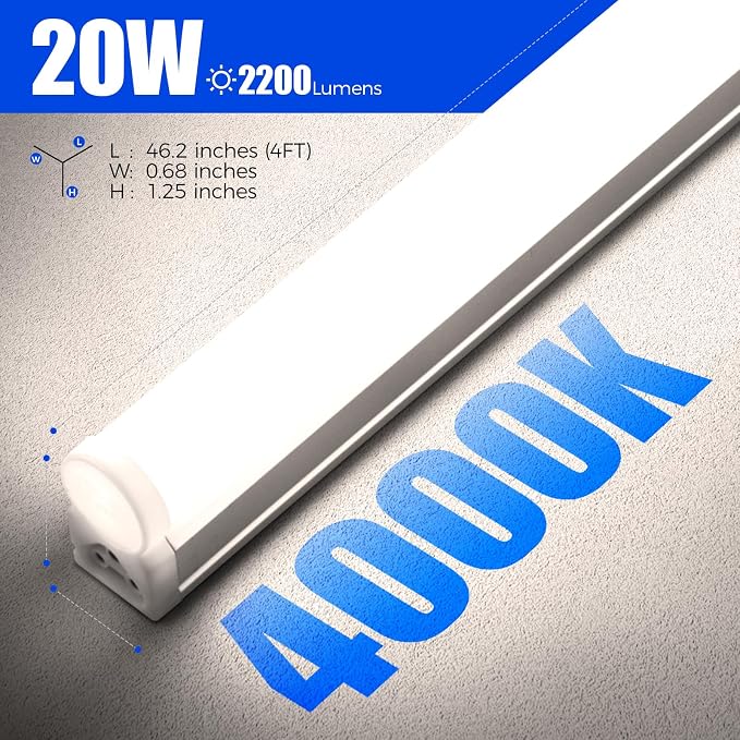 Barrina 6 Pack LED T5 Single Fixture, 4000K Daylight Glow, 20W | Utility Shop - Image 7