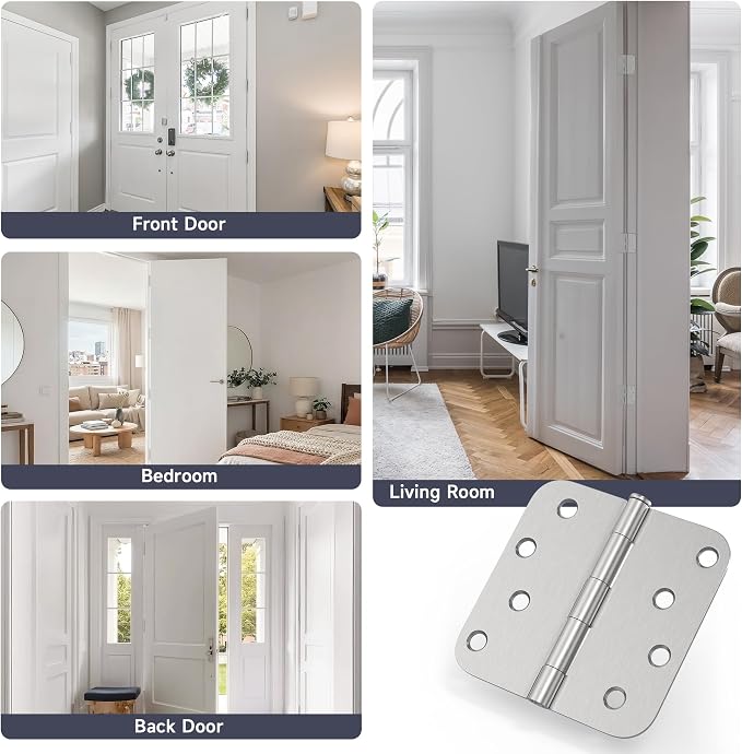 3 Pack Door Hinges 4 Inch, Brushed Nickel Hinges - Image 6