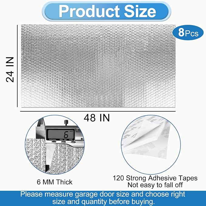 Garage Door Insulation Kit 8P Double Bubble Window Heat Insulation Panels - Image 3