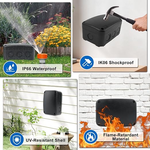 Black Weatherproof Junction Box, IP66 Waterproof Electrical Project Boxes | - Image 3