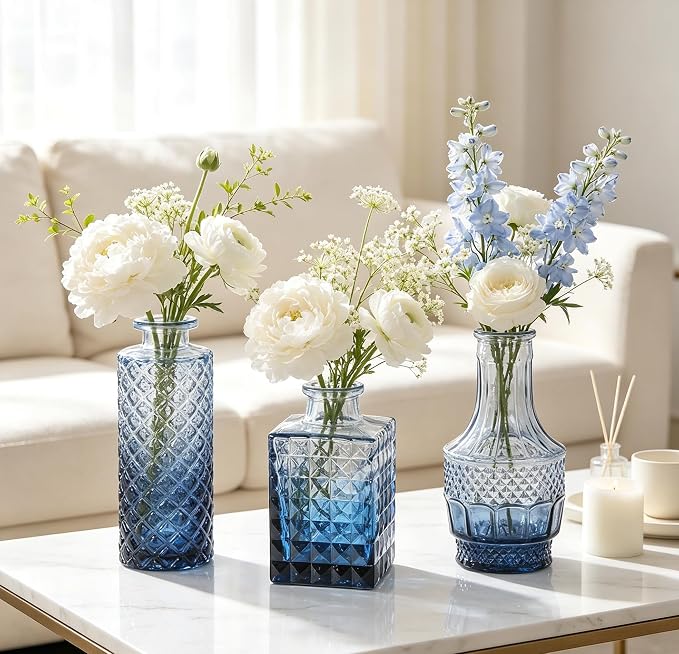 Fixwal 36 Blue Bud Vases Glass Bud Vase Set of 36, Small Vases - Image 3