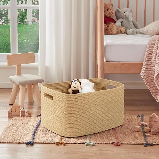 OIAHOMY 75L Large Blanket Basket, Woven Cotton Rope Baskets - Image 6
