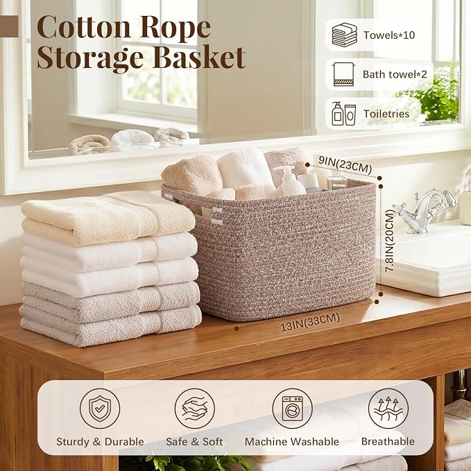 OIASKET 4Packs Natural Cotton Rope Storage Baskets - Image 2