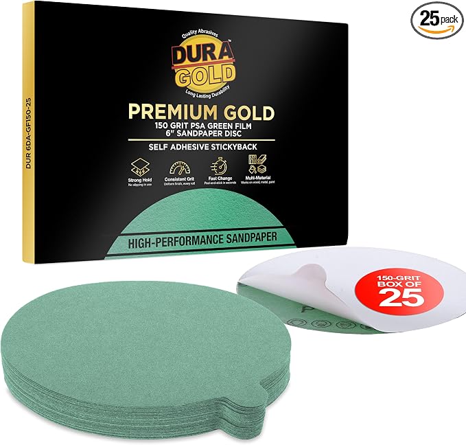 Dura-Gold Premium 6" Green Film PSA Sanding Discs by Dura-Gold