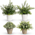 4 Pack Small Fake Plants in White Pulp Pot by Decorateyouridealhomewithease