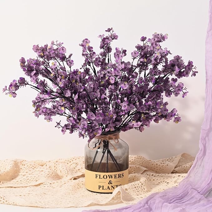 15 Pcs Fake Flowers, Babys Breath Artificial Flowers, Lavender Purple | Real by Yastouay