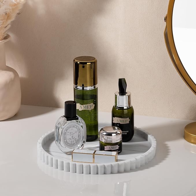 Round Bathroom Tray Perfume Organizer Coffee Table Decor, Heat-Resistant - Image 7