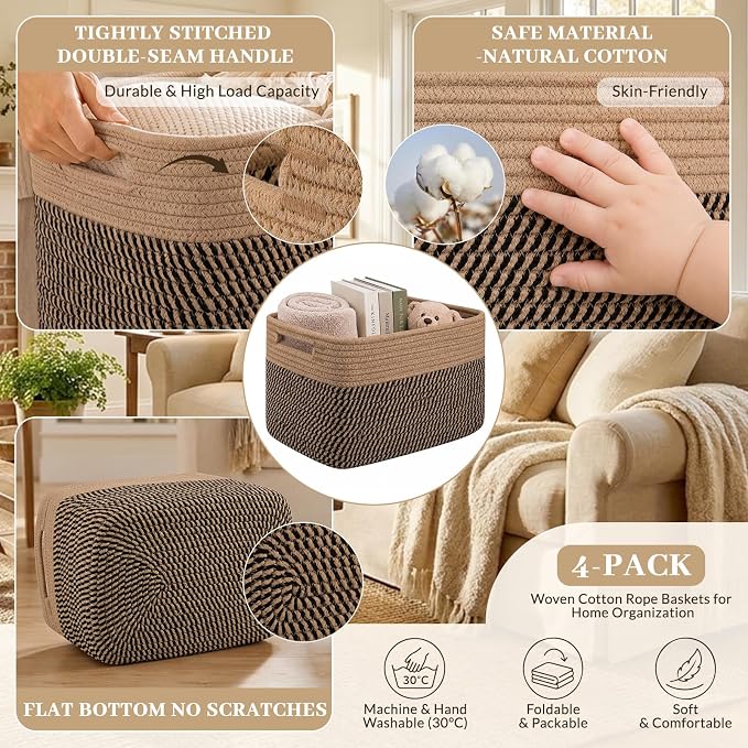 OIAHOMY 4 Pack Storage Basket, Closet Organizer - Image 3