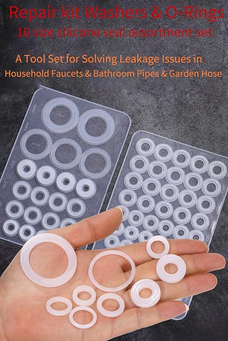160 Pcs 16 Size Silicone Plumbing Flat Washers and O Ring Gasket Family Pack - Image 3