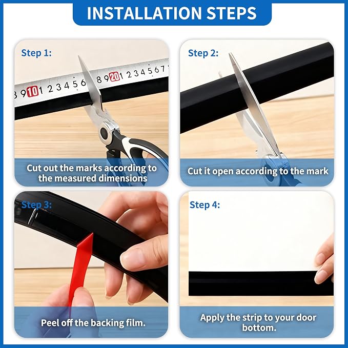 4 Pack Door Draft Stopper Sheets, Door Sweep - Image 4