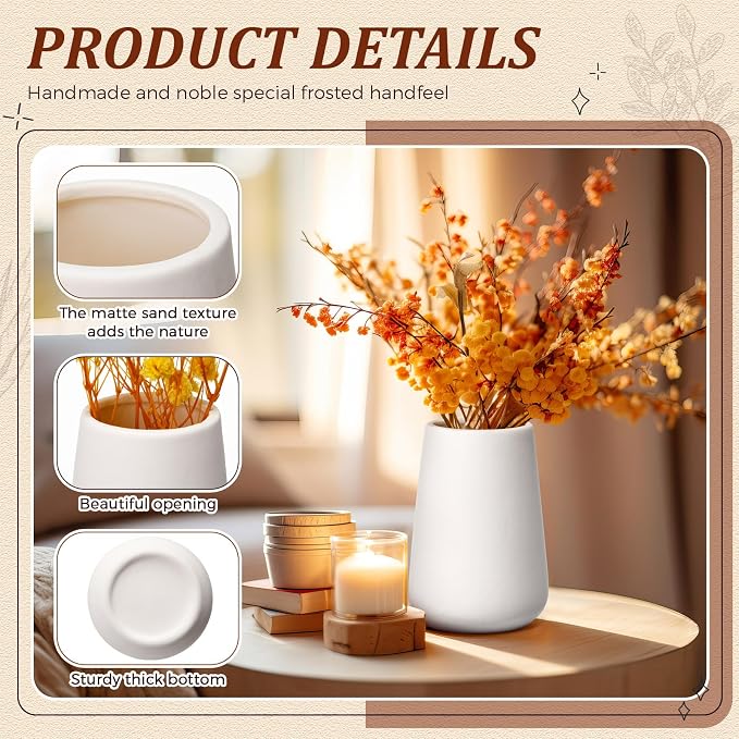 Tioncy 15 Pack White Ceramic Bud Vases Bulk Boho Small Flower Vase White - Image 4