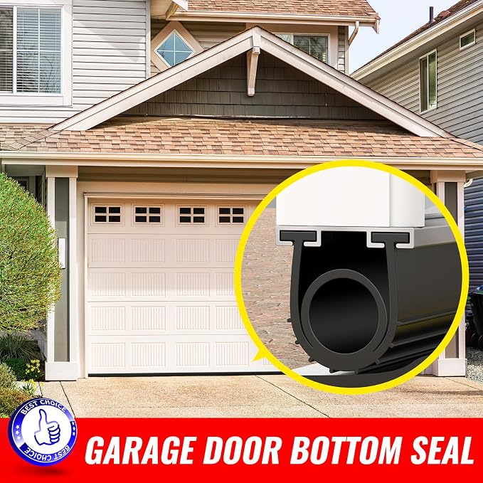 Jin&Bao Garage Door Bottom Rubber Seal 5/16" T-End 12FT & 2 End Plugs Black | - Image 6
