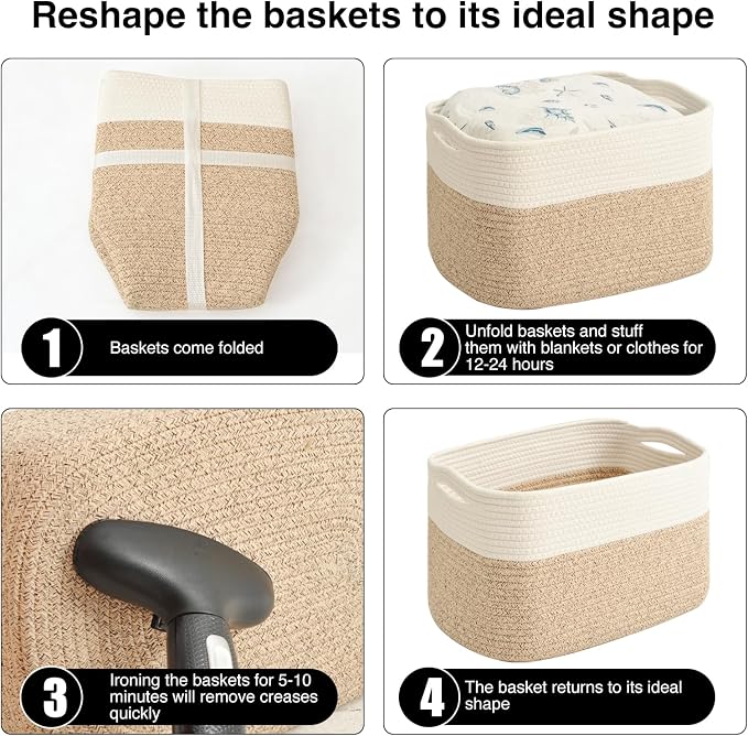 ICERZCZ Storage Baskets for Organizing & Shelves, Woven Cotton Rope - Image 7