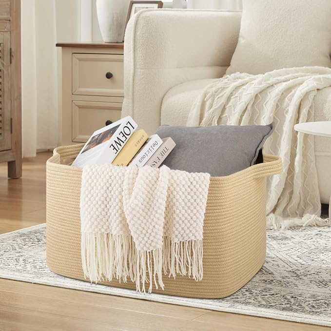 OIASKET 95L Extra Large Blanket Basket, Rectangle Nursery Blanket Storage - Image 4