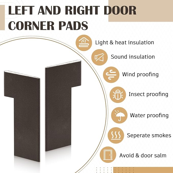 Zonon 4 Pcs Door Corner Seals Foam Innovation Brown | Self-adhesive Backing - Image 3