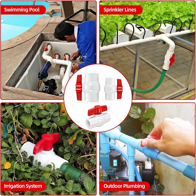 YADIAN 5 Pack 3/4'' PVC Ball Valves, T-handle Water Shut-Off Ball Valve Threaded - Image 6