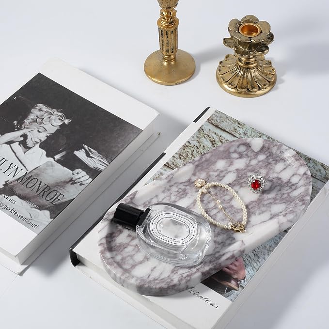 Real Luxurious Natural Marble Vanity Tray, Stone Perfume Trays Jewelry Dish - Image 5