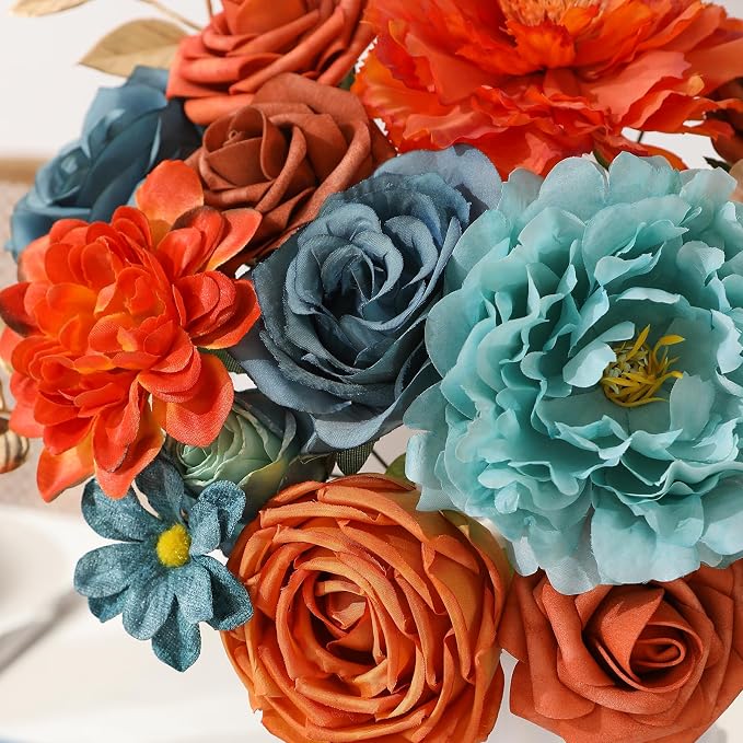 Artificial Flowers Fake Rose Flowers Dahlia - Image 2