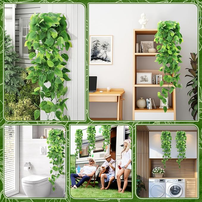 2-Pack Fake Hanging Plants, Faux Hanging Plant Artificial Greenery - Image 6