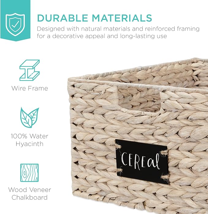 Best Choice Products Pantry Baskets Set of 2 16x12in Water Hyacinth Storage - Image 5