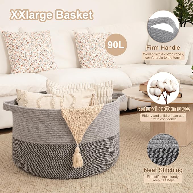 OIAHOMY 90L XXXLarge Blanket Basket - Image 4