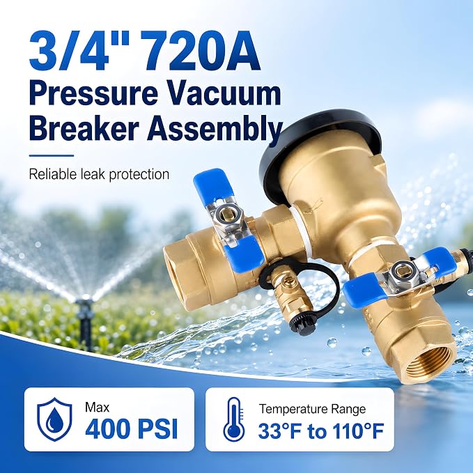 4 Pack 3/4 Inch Backflow Preventer, Pressure Vacuum Breaker Assembly, Heavy - Image 4