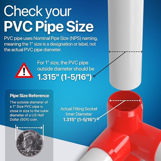 1” 4-Way Tee Furniture Grade PVC Fitting in Red, Made in USA, UV-Resistant - Image 4