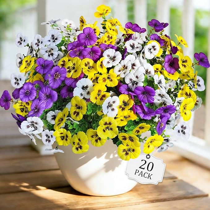 20 Pcs Artificial Fake Pansy Flowers by Cherica