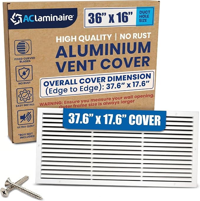 36x16 Aluminum Wall Ceiling Air Return Vent Cover HVAC Rustproof Grille by ACLAMINAIRE