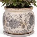 Rustic Ceramic Plant Pot with Decorative Saucer, Gifts by XiaanJiaju