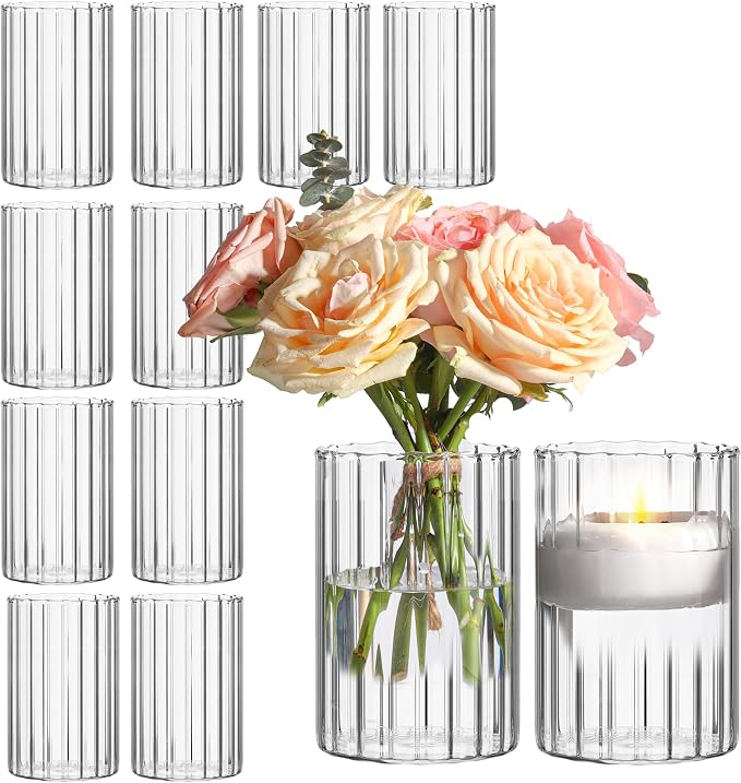 ComSaf Glass Cylinder Vases 12 Pcs 6 Inch Tall, Hurricane Floating Candle by ComSaf