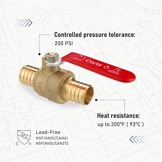 1 INCH PEX-B Ball Valves, Lead-Free Brass Full Port Shut-Off Valve - Image 3