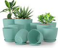 Plant Pots Indoor with Drainage, 10 Pack Multi-Size Planters Set, Aqua | by UTOPIAHOME