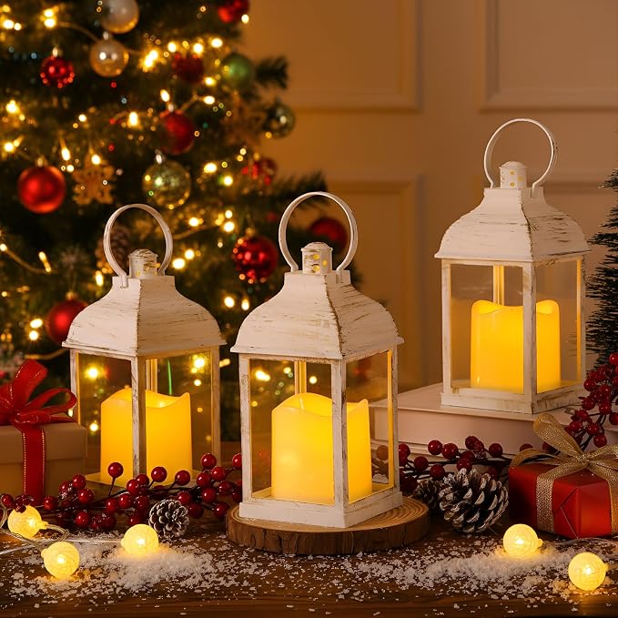 12 Pack 10 Inch White Decorative Candle Lantern Bulk LED Flameless | Lanterns - Image 4