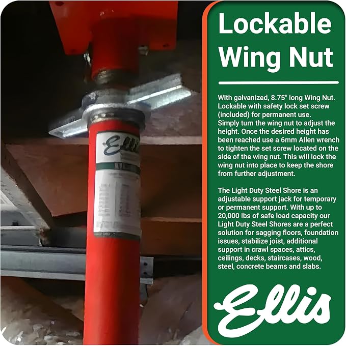 Ellis Manufacturing Light-Duty Steel, Construction Jack Post, Floor Leveling - Image 7