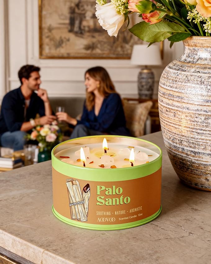 AOOVOO Palo Santo Candle for Meditation & Cleansing - 12oz Scented Candle | 3 - Image 7