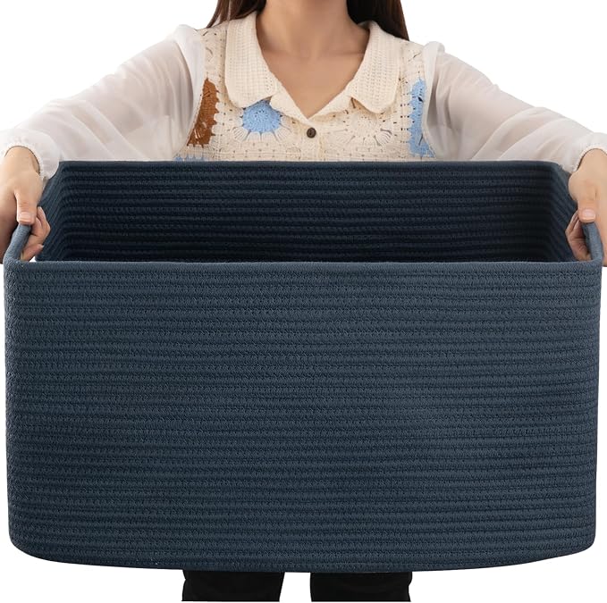 OIAHOMY 75L Large Blanket Basket, Woven Storage Basket by MasterofSpaceOptimization