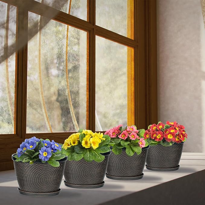 Quarut 4 Pack 6 Inch Flower Pots Planters - Image 6