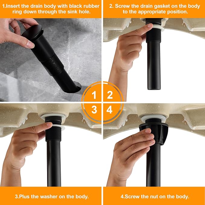 TIORIY Vessel Sink Drain Without Overflow, Plastic Bathroom Pop up Sink Drain - Image 6