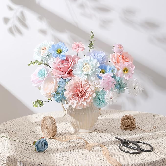Artificial Flowers Fake Rose Flowers Dahlia - Image 4