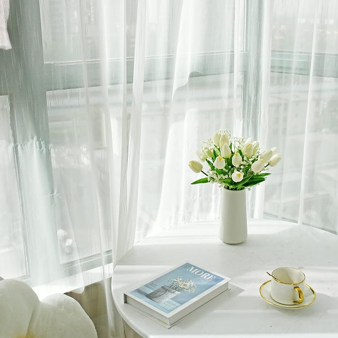 Mandy's 20pcs Artificial White Tulips and 3pcs White Baby's Breath | 13.5 Inch - Image 6