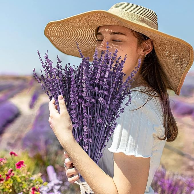 Glicrili Dried Lavender Flowers Real Stems Purple Bouquet - Image 4