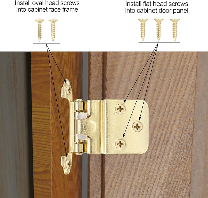 Gold Cabinet Hinges, 3/8” Inset, 4 Pack | - Image 5
