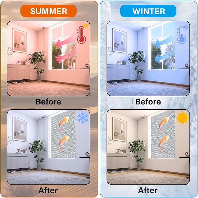 winemana Window Insulation Roll, 59IN x 8FT Reflective Heat Shield Bubble Film - Image 5