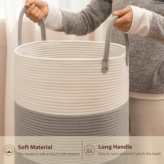 OIAHOMY 60L Nursery Hamper Laundry Basket Laundry Hamper Gradient Grey | - Image 6